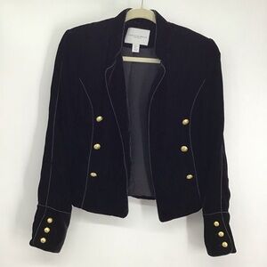 Carolina Belle Montreal Military Style Velour Blazer Jacket Black Career Size M